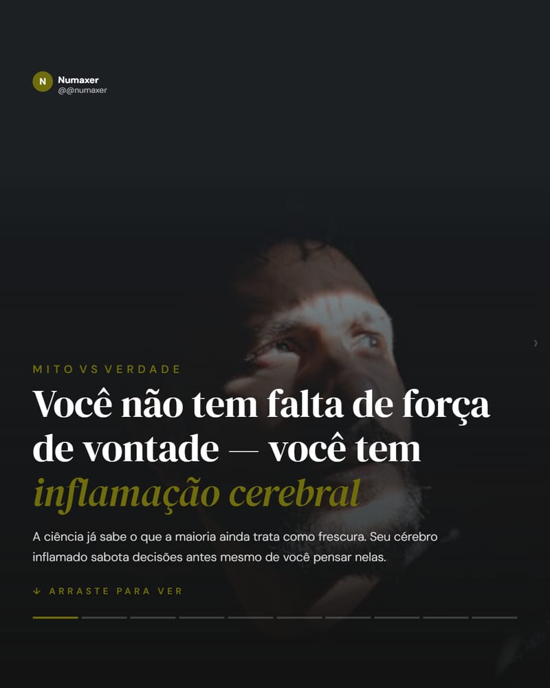 Carrossel pronto no formato mito vs verdade sobre inflamacao cerebral, gerado no Nupost