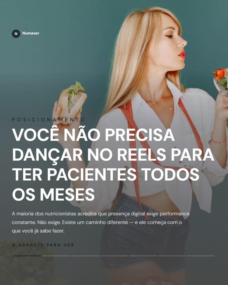 Carrossel pronto sobre posicionamento sem precisar dancar no Reels, gerado no Nupost