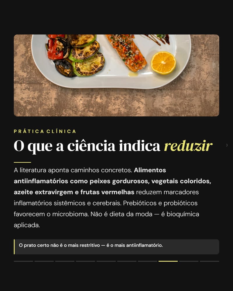 Carrossel pronto sobre o que a ciencia indica reduzir, gerado no Nupost